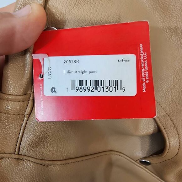 Spanx Faux Leather Slim Straight Pants Toffee Tan Size Large NWT Compression - Picture 8 of 8